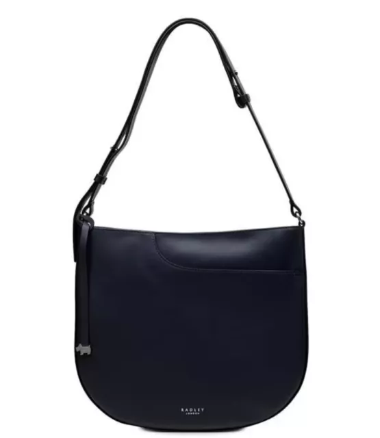 Radley London Pocket Zip Top Shoulder Bag Leather Black Navy Blue Handbag