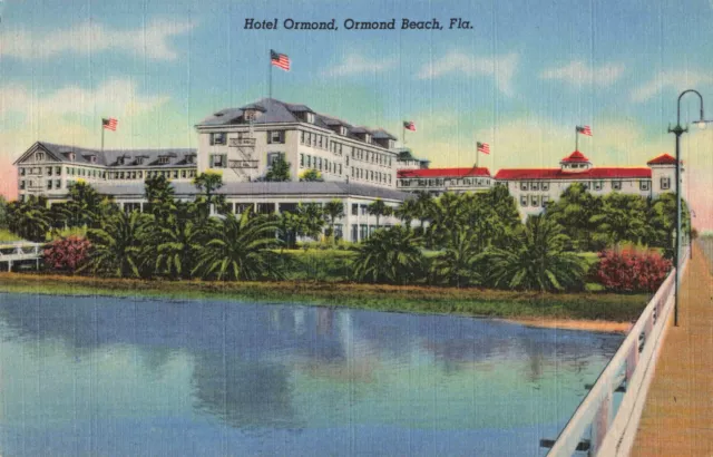 Hotel Ormond Ormond Beach Florida FL Linen c1940 Postcard
