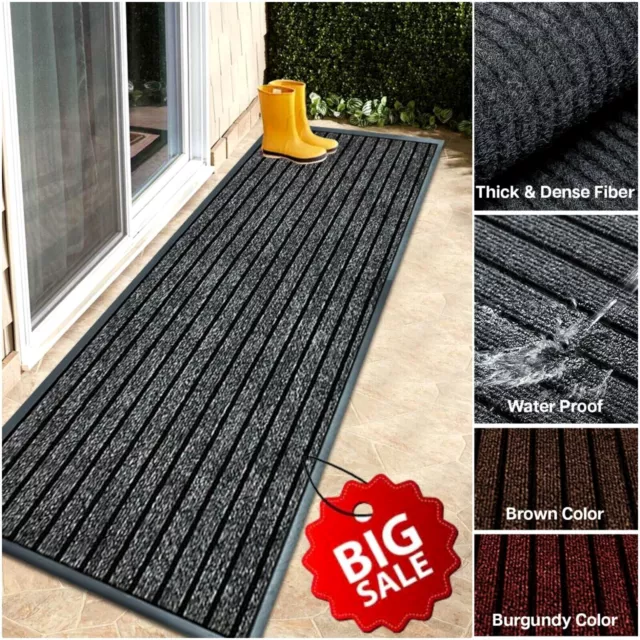 Large Door Mat Back Barrier Non Slip Heavy Duty Rubber Kitchen Hallway Floor Rug