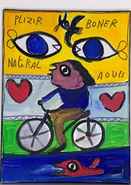 Jaber 1938 - 2021 Sur  Toile Et Châssis Tê  40 X 30  Vélo Le Tour 2006