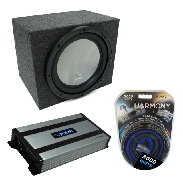 Universal Car Stereo Rearfire Sealed Single 15" Harmony A152 Sub Box & HA-A800.1