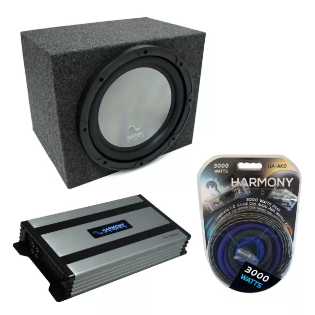 Universal Car Stereo Rearfire Sealed Single 15" Harmony A152 Sub Box & HA-A800.1