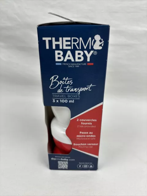 THERMOBABY BOITE DOSEUSE TRANSPORT DE LAIT Bleu Blanc Rouge