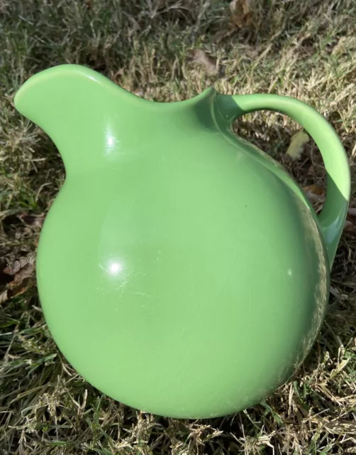 Vintage Hall China Lime Green Tilt Ball Pitcher Ice Lip 7” #633 Made in USA '40s