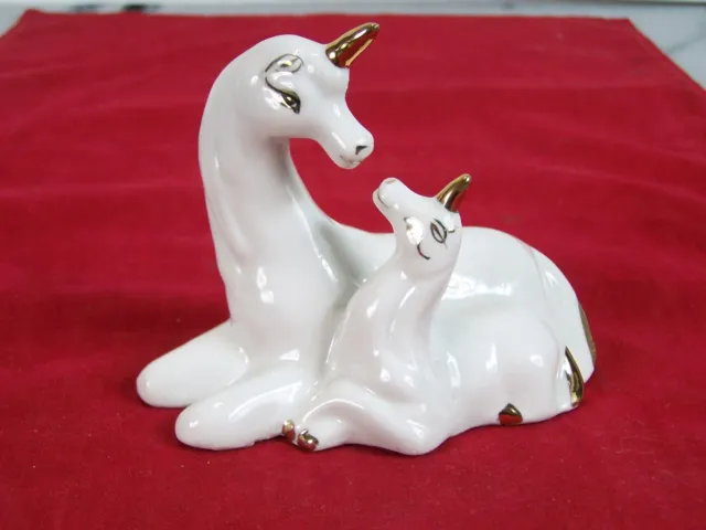 Porcelain Horse With Child Glazed Gold Trim Mythical Collectible Fantasy Magic