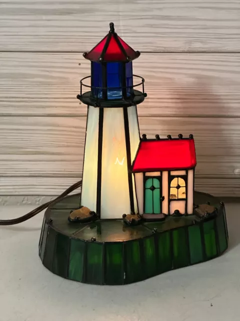 Tiffany Style Beacon Lighthouse Lamp Night Light 8.5 inches tall