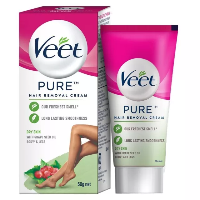 Veet Pure Crema Depilatoria para Mujeres Sin Olor a Amoníaco, Piel Seca - 50g