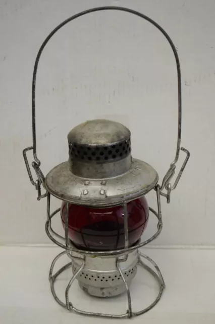 Vintage Hiram Piper Kero CNR Canadian National Lantern With Red Globe