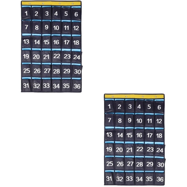 2pcs Numbered Pocket Chart Classroom Pocket Chart Classroom Phone Organizer for