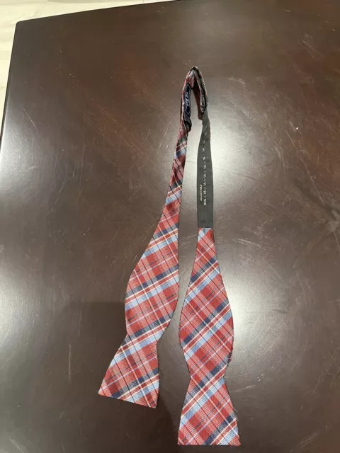 self tie bow tie for men Red and Blue Plaid Patterned