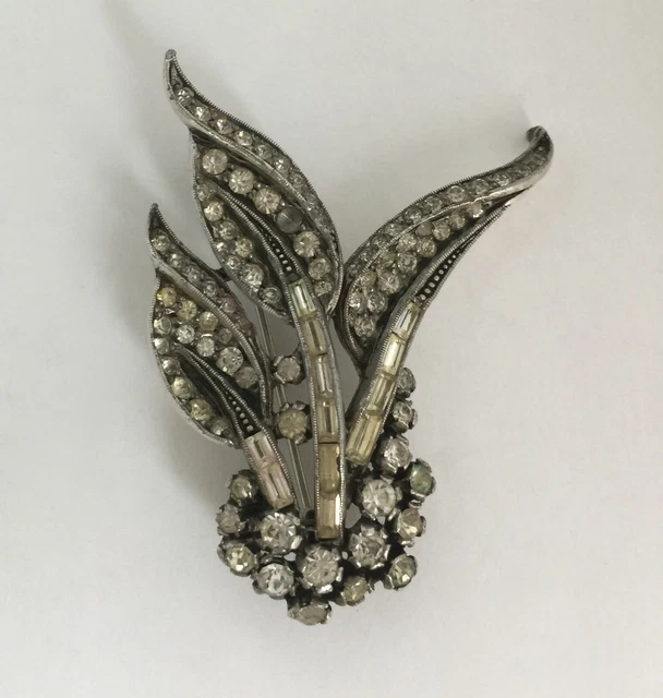 Broche Florale/ Argent/ Oxydes/ Xx Siecle