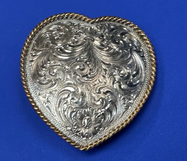 Montana Silversmiths Sterling silver plated cutout heart shaped belt buckle