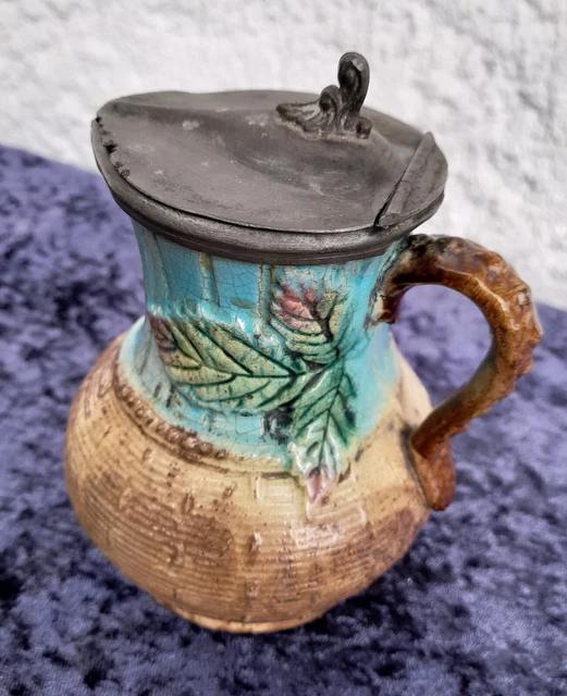 Lot Ancien Pichet Et Bol/vase En Verre Améthyste - Style Art Déco - Service à Crème Et Sucre