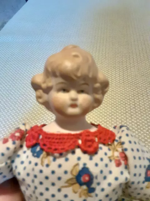 Antique Vintage Bisque? Porcelain? & Cloth Dollhouse Doll ~Beautiful #4