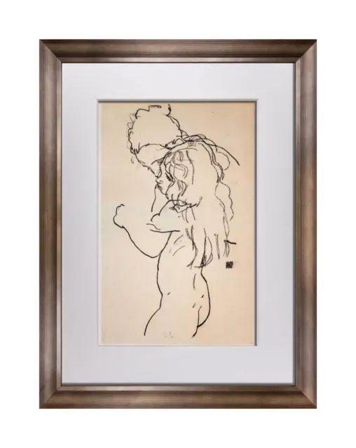 Egon SCHIELE Lithograph SIGNED Limited Ed: “Mother and Child” 1918 +FRAME