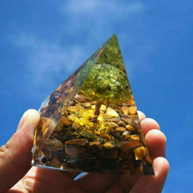 Extra Large Tourmaline Orgonite Pyramid Orgone Gemstone Crystal Tower . HOT