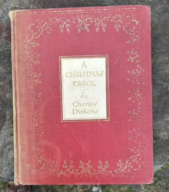 A Christmas Carol by Charles Dickens 1938 Antique Hardcover Book SIGNED