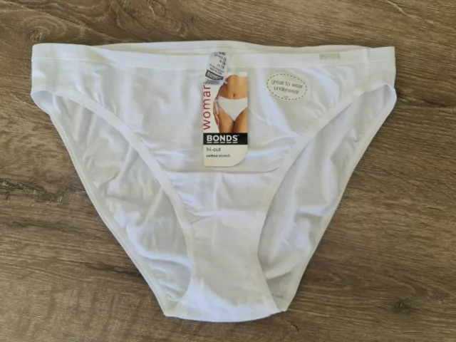 Bonds Ladies Hi Cut Cotton Briefs Underwear sizes 18 20 22 Colour White