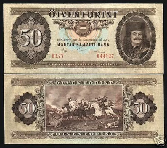 Hungary 50 Forint P-170 1986 Horses Austrian Soldier Unc Currency Money Banknote