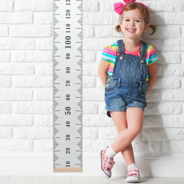 Righello Altezza Per Bambini In Tela E Legno - Grafico Di Crescita Da Parete 200 Cm, Portatile, Decorativo