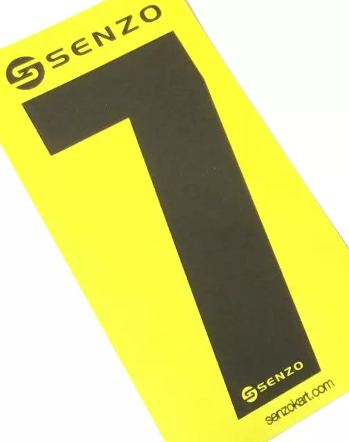 Set of 4 Senzo Black Race Number 7 Yellow Background | Rotax Kart | MSA Legal