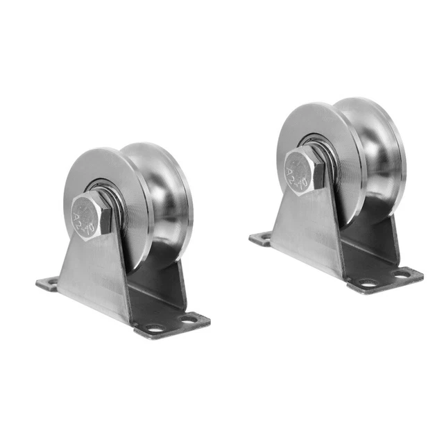 2 piezas de acero inoxidable en forma de U ranura rueda polea puerta corredera (plata)