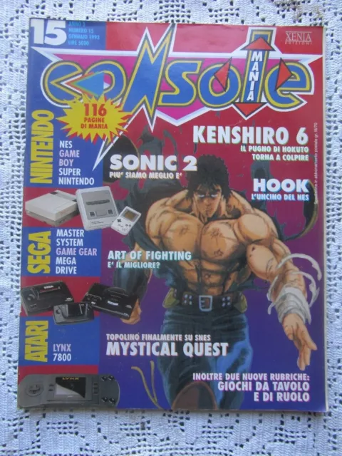 Console Mania Xenia N.15 Genn. 1993  Kenshiro 6 Sonic 2 -Hook