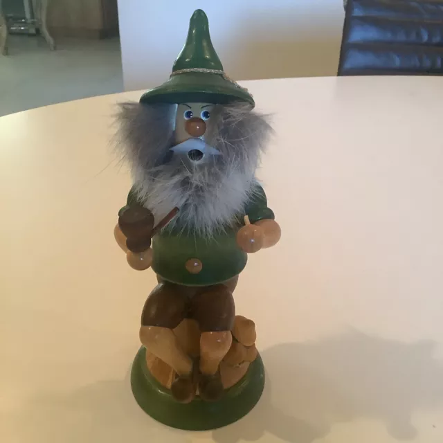 Vintage German Erzgebirgische Woodsman On Stump Wood Smoker