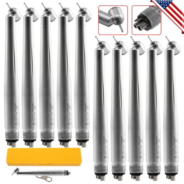 1-10 NSK Style Dental 45 Degree Handpiece High Fast Speed Turbine Push 4Hole CE