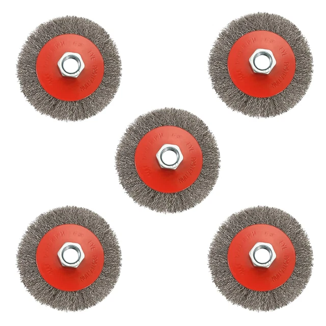 5 Pack 4 Inch Coarse Crimped Wire Wheel Brush for Angle Grinder with 5/8 Inch-11