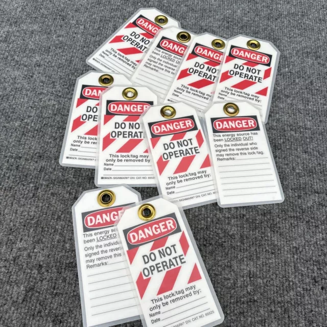 Lot Of 10 - Brady 65525 DANGER Do Not Operate Energy Source Lockout Tagout Tags