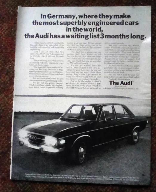 1971 Audi 100 LS Print ad 10.5 x 13.25