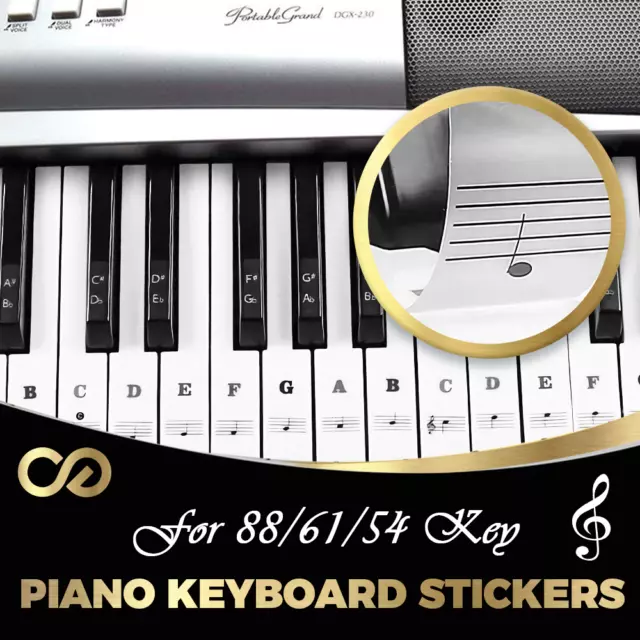 Transparent Keyboard Piano Stickers 88/61/54/49/37 Keys Sticker Note For Learner