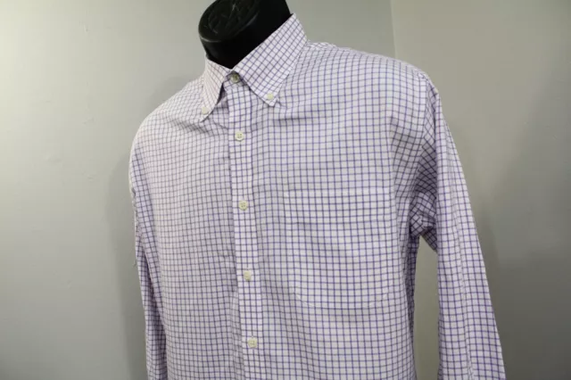 Peter Millar Nanoluxe Dress Shirt Plaid Long Sleeve Button Up Mens Size Large