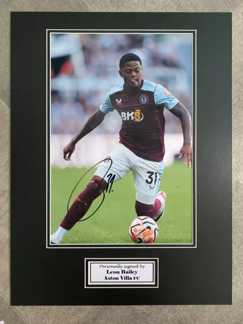 Leon Bailey Aston Villa - signed photo mount