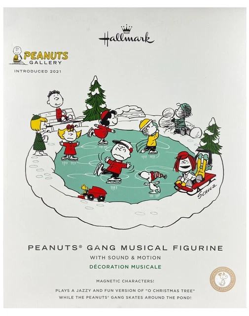 HALLMARK PEANUTS GANG Musical Figurine 2021 Skating Rink Hallmark Sound