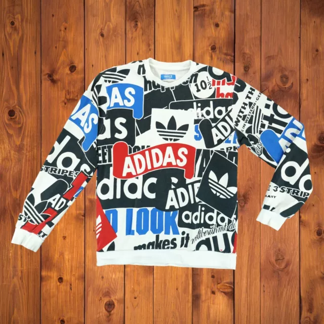 Adidas All Over Print Sweatshirt Men's Size Large "Make it Happen Logo"