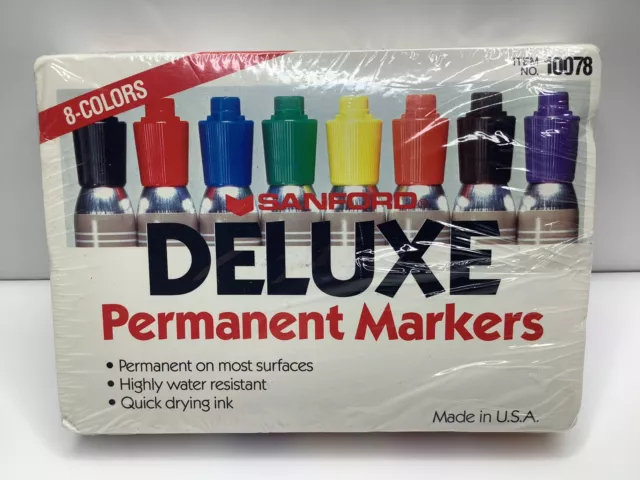 Vintage 8 Colors Sanford Deluxe Permanent Markers #10078 8 Pack Quick Drying USA