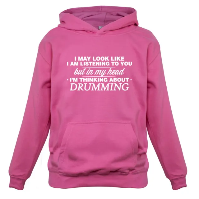 In My Head I'm Drumming - Kids Childrens Hoodie Drums Drummer Rock Music