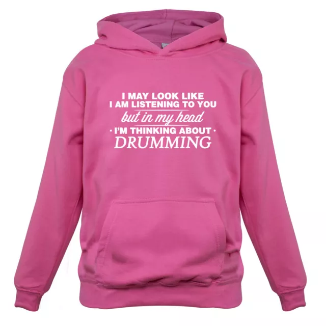 In My Head I'm Drumming - Kids Childrens Hoodie Drums Drummer Rock Music