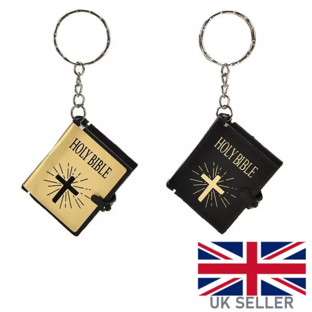 Novelty Book Keyring Mini Holy Bible Keychain God Pray Christian Catholic Gift