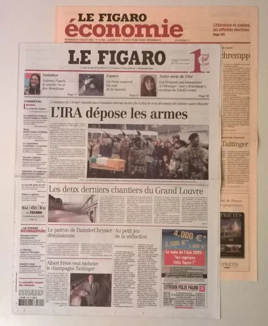LE FIGARO N°18 968 of 29/07/2005 - The IRA lays down its arms / NASA suspends nav flights