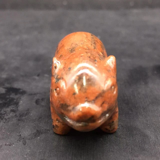 Natural Red Amphibole Quartz Crystal Carved Cute Pig Reiki Healing Decorate 1pc