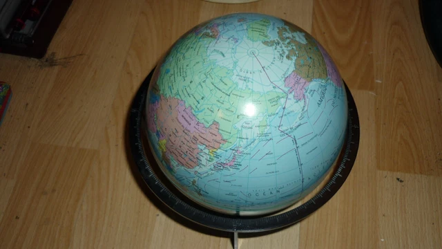 MAPPE MONDE GLOBE terrestre de table en tole scan globe A/S 1992