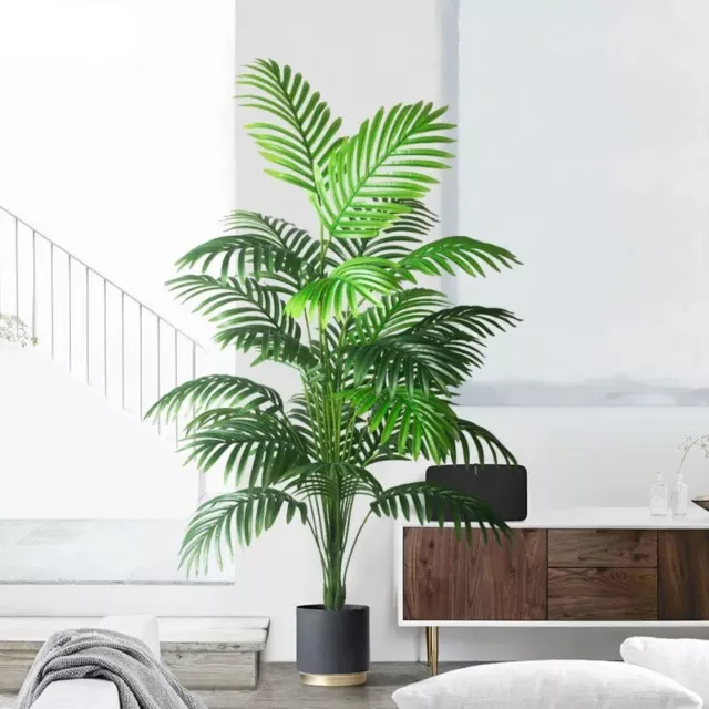 Large Artificial Palm Tree Tropical Fake Plants Green Plastic Palm Leafs
