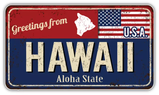Hawaii USA State Grunge Retro Flag Emblem Car Bumper Sticker Decal ''SIZES''