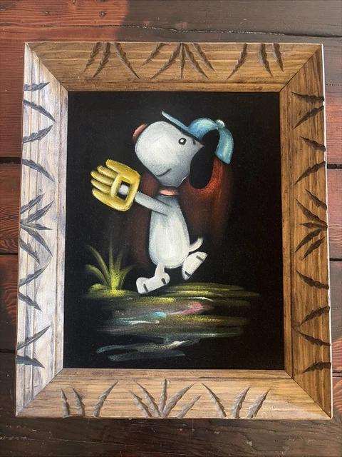 VINTAGE 1970S BLACK Velvet Baseball Snoopy Peanuts Baseball