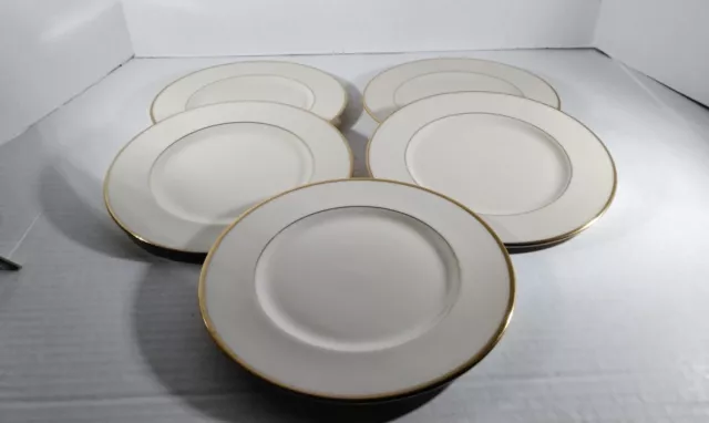 5 Lenox Mansfield Presidential SALADPLATES GOLD TRIM 8.5IN GREAT CONDITION