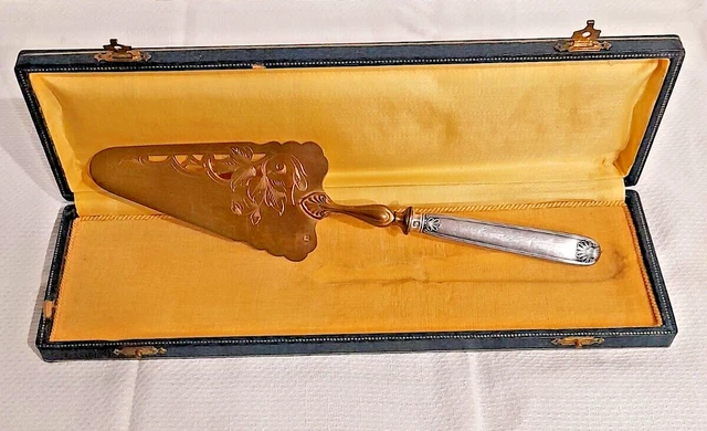 Pelle à Tarte Ancienne ARDJ - Argent Fourré, Manche Argent, Décor Fleurs