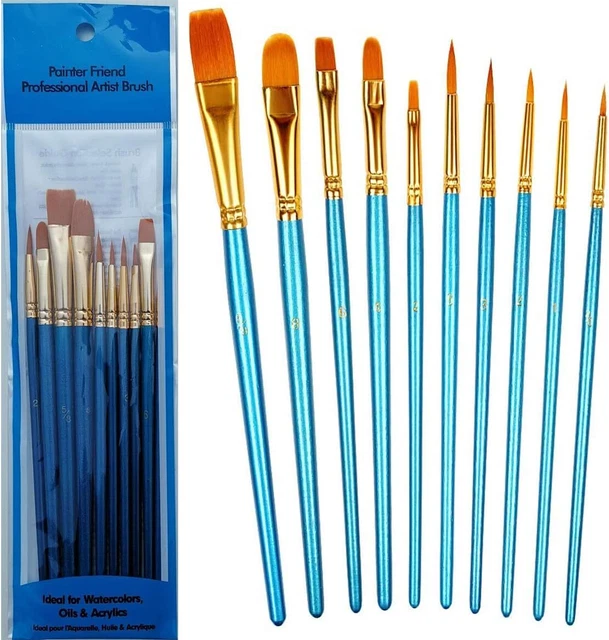 Pennelli da Pittura,10 Pezzi Pennelli per Dipingere di Nylon Pennello A